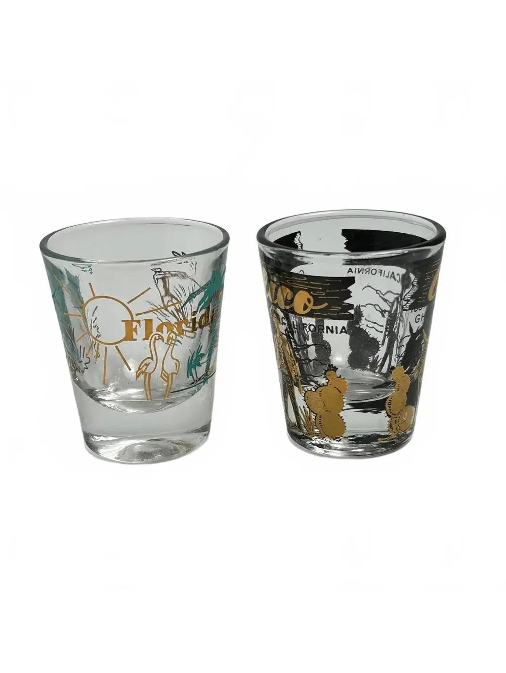 Vintage Florida and Calico Ghost Town, California, Souvenir Shot Glasses